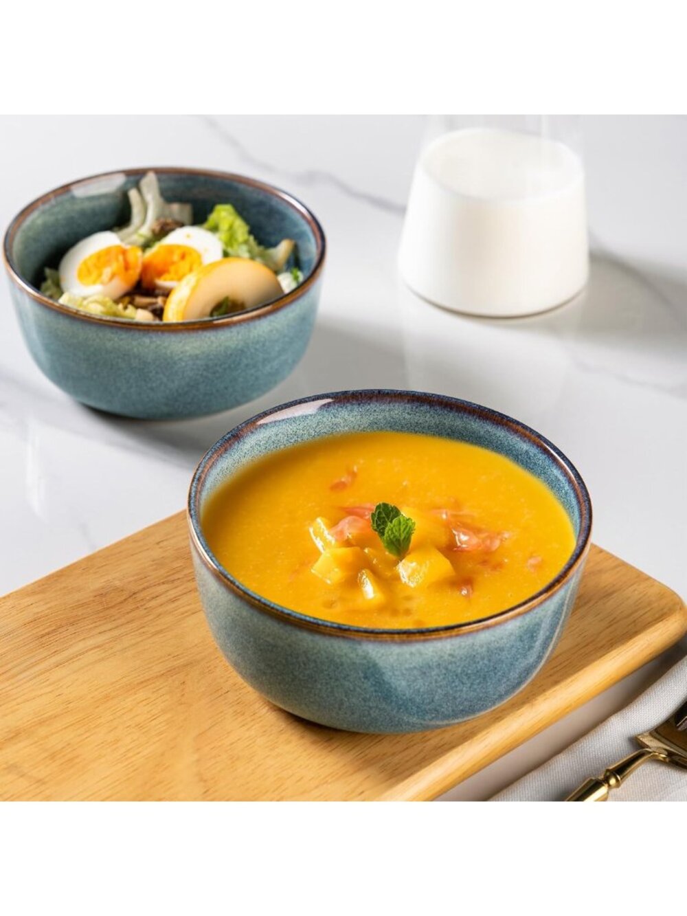 Set of 6 Stoneware Cereal & Soup Bowls, 26oz, Dishwasher & Microwave Safe - Picture 5 of 7